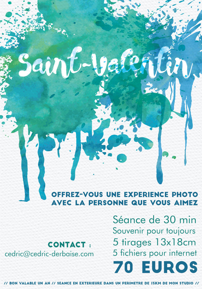 Offre de bon cadeau spécial saint-valentin organise par Cédric Derbaise Photographies